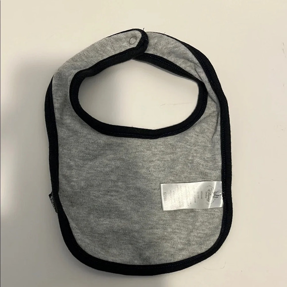 Disney Gray Baby Bib with Mickey Mouse Design and Snap Closure - Picture 3 of 3